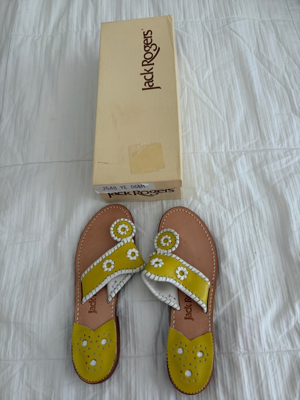 Classic, timeless Jack Rogers sandals in yellow - brand new and never worn.